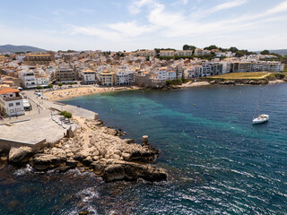 Obraz premium L'escala village beach with clear turquoise mediterranean sea