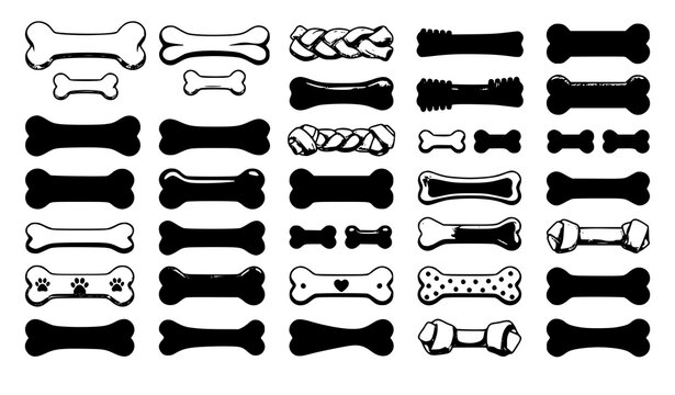 Different dog bones collection vector illustration pet treat set isolated on white background