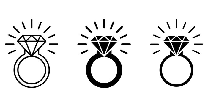 Three elegant engagement rings with sparkling diamonds