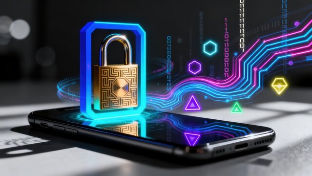 Smartphone with digital padlock and circuit