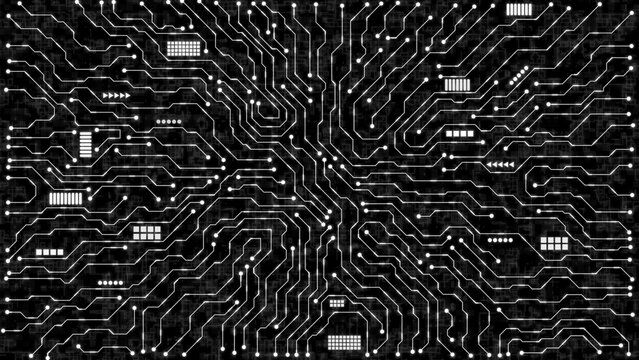 Circuit board background, line computer wallpaper abstract, animation innovation tech futuristic system, technology electronic hardware pcb virtual animation