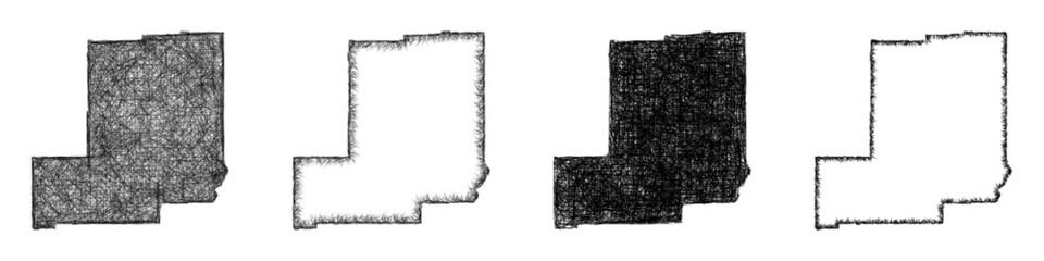 Fototapeta premium Sketch monochrome Allen Parish (Louisiana) outline map design set