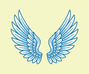 Fototapeta premium Blue angelic wings vector illustration spread out for spiritual concept and tattoo design.