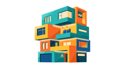 Fototapeta premium Colorful stacked modern apartment building.