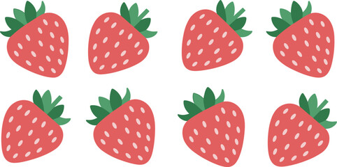 Strawberry fruit vector collection, cute fresh berry icons isolated illustration set design © Al