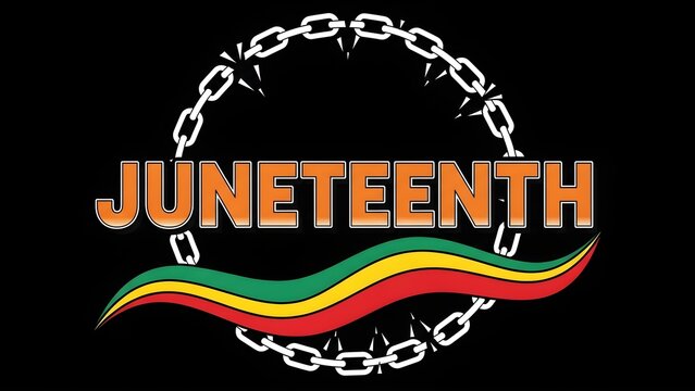 Juneteenth Celebration Logo with Chain and Ribbon