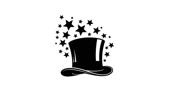 Black top hat with stars magic trick illusion