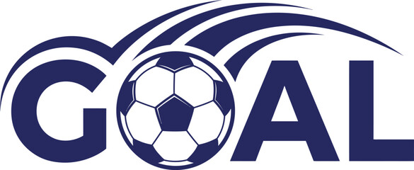 Soccer goal logo with stylized football and motion lines © Uzzal