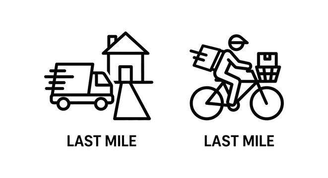 Last mile logistics and delivery service concept icons with logistics delivery shipping transport business transportation distribution commerce ecommerce tracking fulfillment