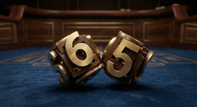 wooden and golden dice