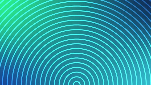 Abstract cyan and green motion background featuring expanding concentric circles forming rhythmic radial patterns across vibrant gradient canvas for modern digital media projects and visual art.