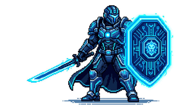 Knight in armor with sword.