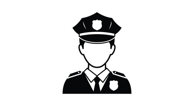 Police Officer Silhouette With Uniform And Cap Silhouette