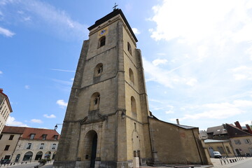 Fototapeta premium Eglise Saint Bénigne, vue de l'extérieur, ville de Pontarlier, département du Doubs, France