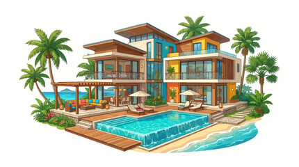 Fototapeta premium Luxury Modern Tropical Beach House.