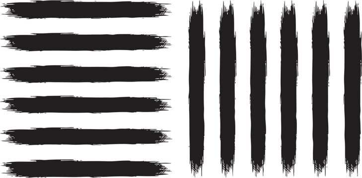 Black brush stroke stripes pattern on white background