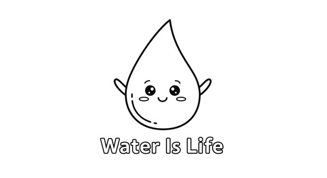 Smiling Water Drop Cartoon Character Face.