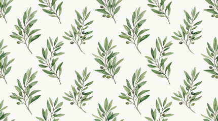 Fototapeta premium Botanical Leaves seamless pattern with green branches watercolor style