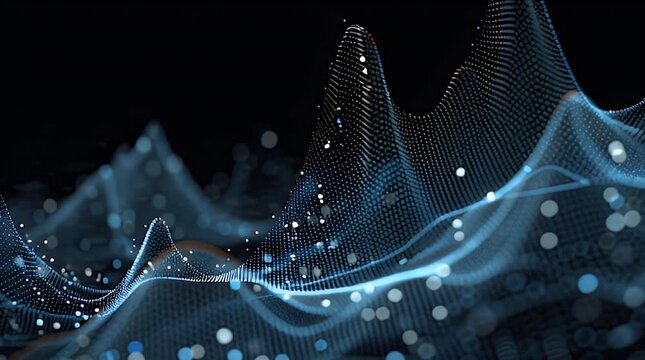 Digital wave-like structure of illuminated particles against a dark background