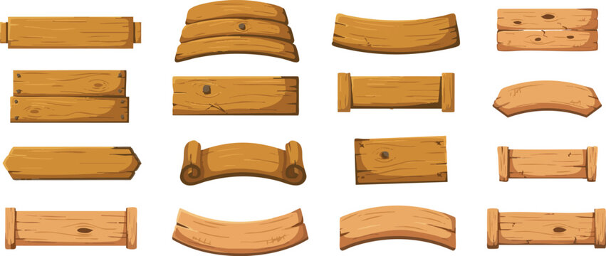 A set of wooden boards and frames in vector format, ideal for restaurant menus, signboards, and vintage-style designs	