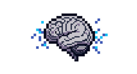 Fototapeta premium Pixel art human brain illustration.