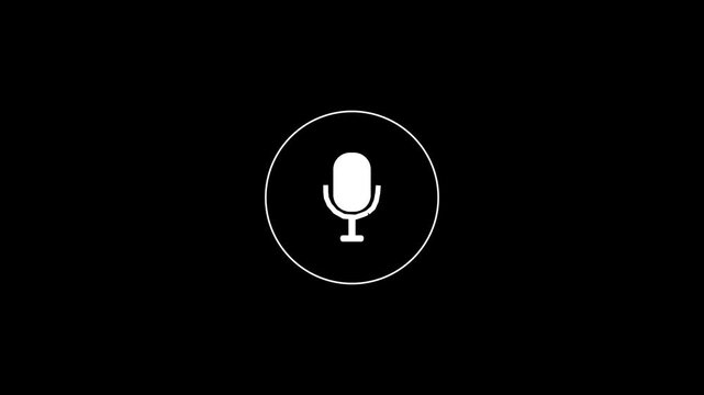 Speaker icon animated on, speaker volume animation, microphone, sound voice speaker icon animated optimized for audio and sound visualization.4k video
