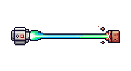 Naklejka premium Pixel art lightsaber with green blade.
