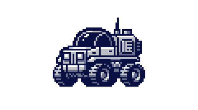 Pixel art monster truck vehicle.