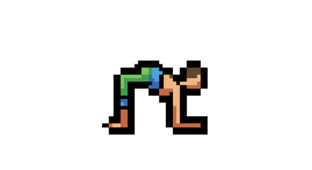 Fototapeta premium Pixel art of woman doing pushup.