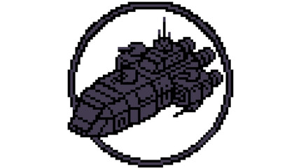 Obraz premium Modern spaceship in circle frame.