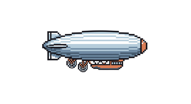 Pixel art blimp airship vehicle.