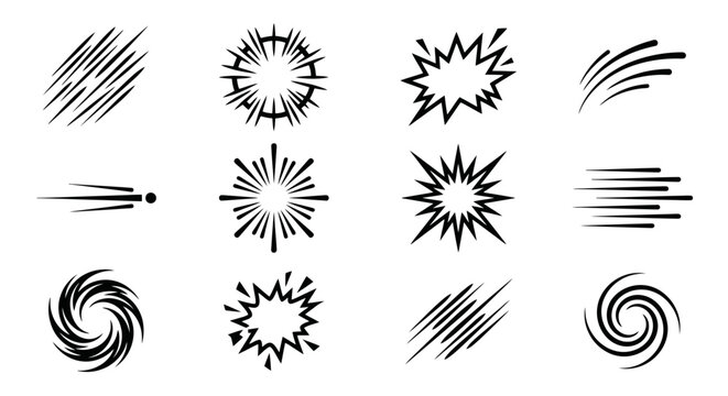 Collection of various comic book effect icons.