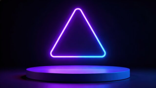 Neon triangle on circular platform
