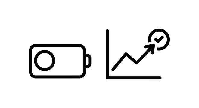Battery lifetime capacity and longevity estimate analytics icons with lifetime capacity longevity estimate analytics performance efficiency analysis indicator technology charging
