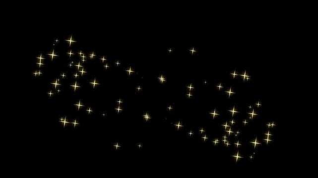 White glowing line stars sparkles, twinkle magic dust animation, fast line glitter motion.glitter stars trail transition on alpha channel black screen.4k video