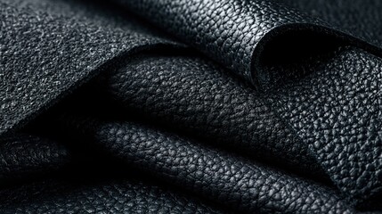 Obraz premium Folded Black Leather Texture Closeup