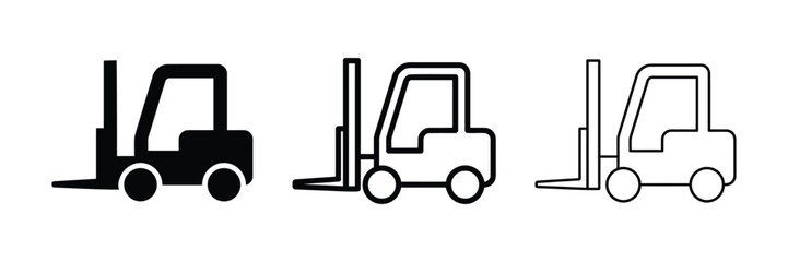 Forklift truck icon silhouette vector outline and line art © MD