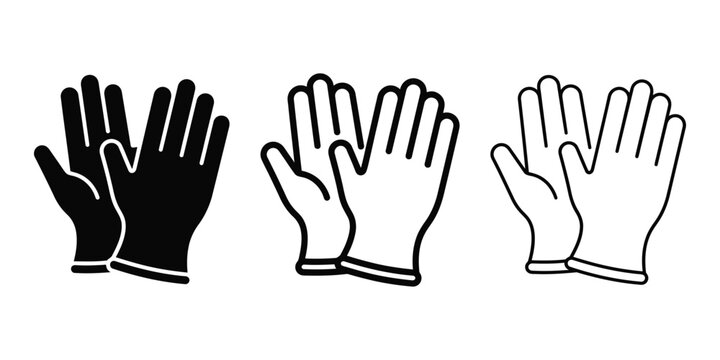 Gloves icon silhouette vector outline and line art