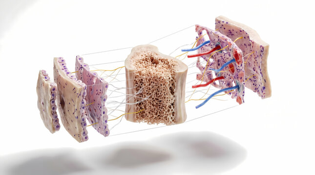 Cross-Section Of Bone Tissue Showing Trabeculae Blood Vessels And Cells