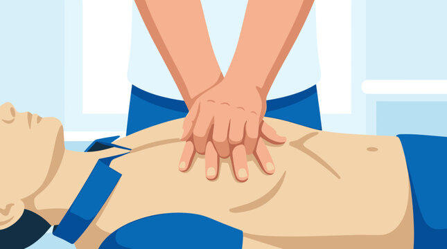 Hands performing chest compressions on CPR training mannequin, cpr, training, mannequin, hands, compressions, medical, emergency,