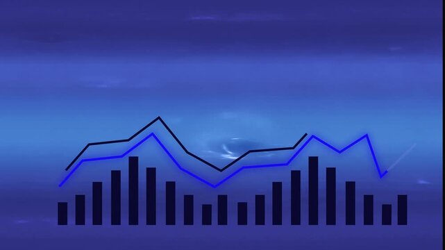 Dark blue abstract background with bar graph visualization. Corporate dark blue abstract background with bar graph for presentation. Financial dark blue abstract background with bar graph.