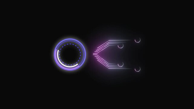 Futuristic glowing circular interface with digital data lines. High tech futuristic glowing circular interface for internet computing. Advanced futuristic glowing circular interface network.