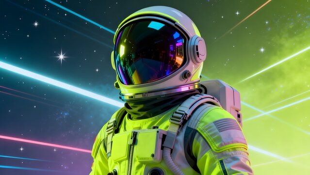 Astronaut in vibrant space suit