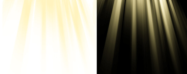Abstract background with golden light rays shining down from top on black and white gradient isolated on transparent background © kabeer