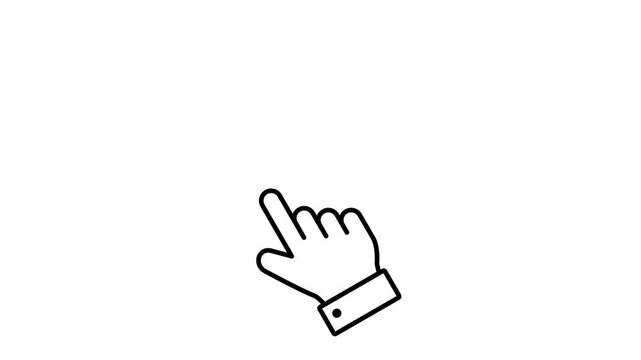 Animated white hand cursor icon isolated on transparent background for user interface design and other interaction, Hand icon animation with one and two clicks. 4k motion graphic with alpha channel.