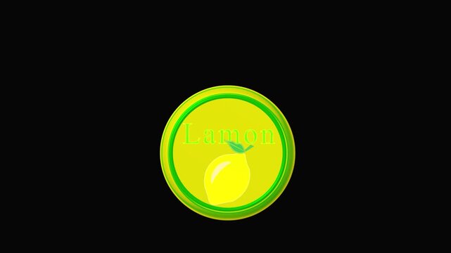 Yellow circle logo with green border and lemon graphic background. Creative yellow circle logo with green border for food branding. Modern yellow circle logo with green border icon.