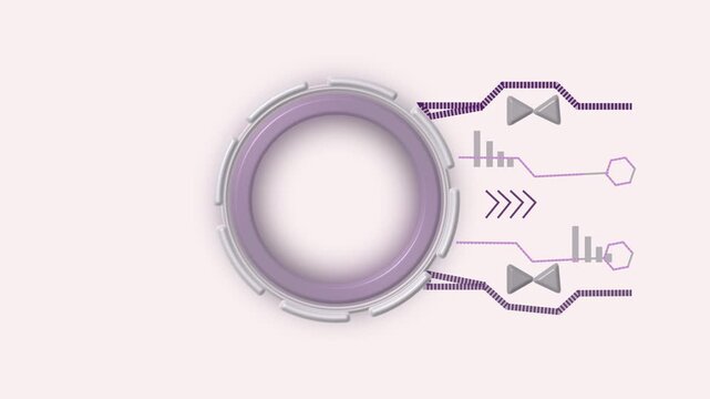 Abstract circular interface element with data visualization on light. Technical abstract circular interface element for corporate report charts. Modern abstract circular interface element graphic.