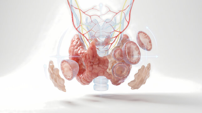 Human Thyroid and Parathyroid Glands Anatomical Render