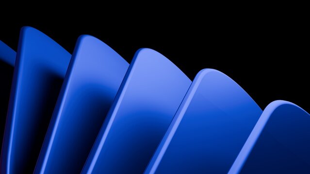 Abstract Blue Layered Shapes On Black Background Futuristic Technology Design