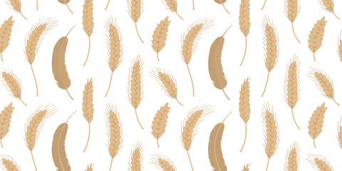 seamless wheat ears pattern illustration of golden grain crop field harvest design © Pixel plant